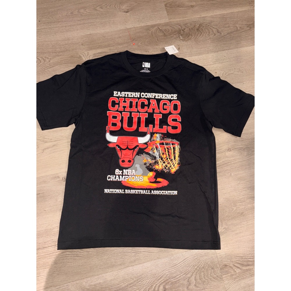 NBA Chicago Bulls 6x Champions Graphic T-Shirt Mens Large Black New